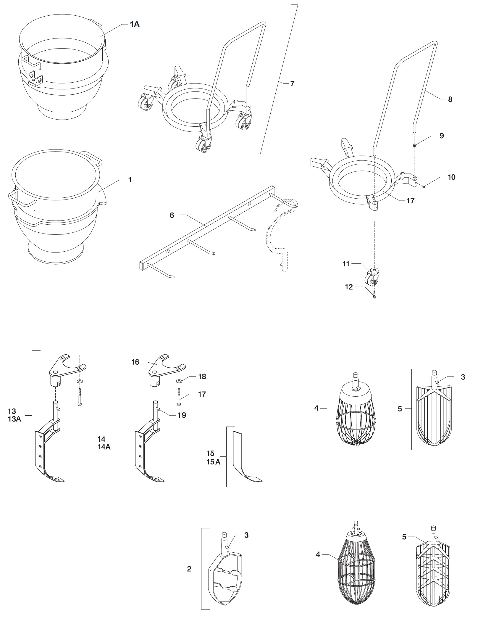 Varimixer AR200 VL4 - Spare Parts - bowls and mixing tools