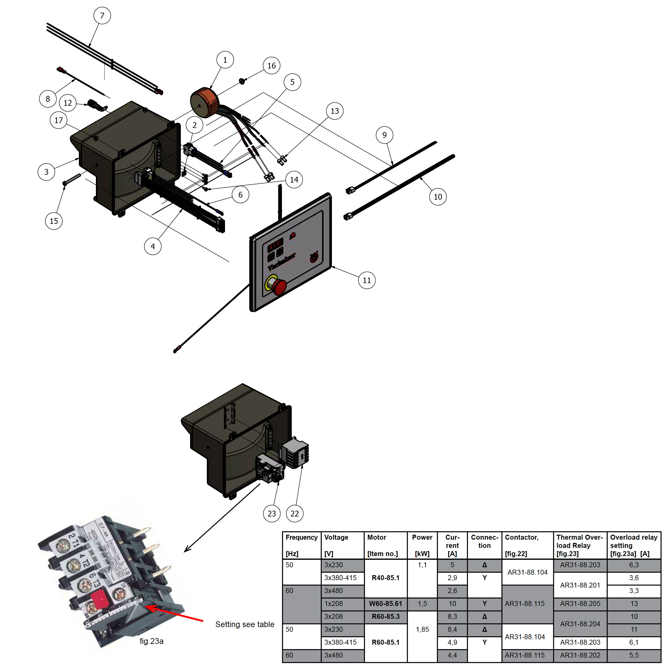 Varimixer AR40 VL1 - Reservedele - elektriske komponenter