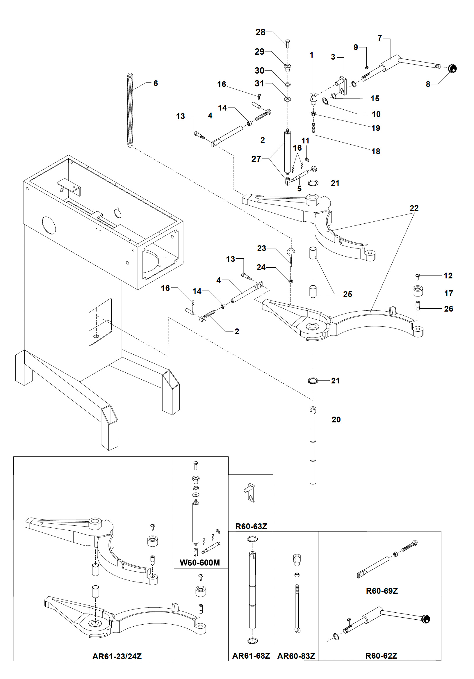 Varimixer AR60 VL1 - Reservedele - løftesystem