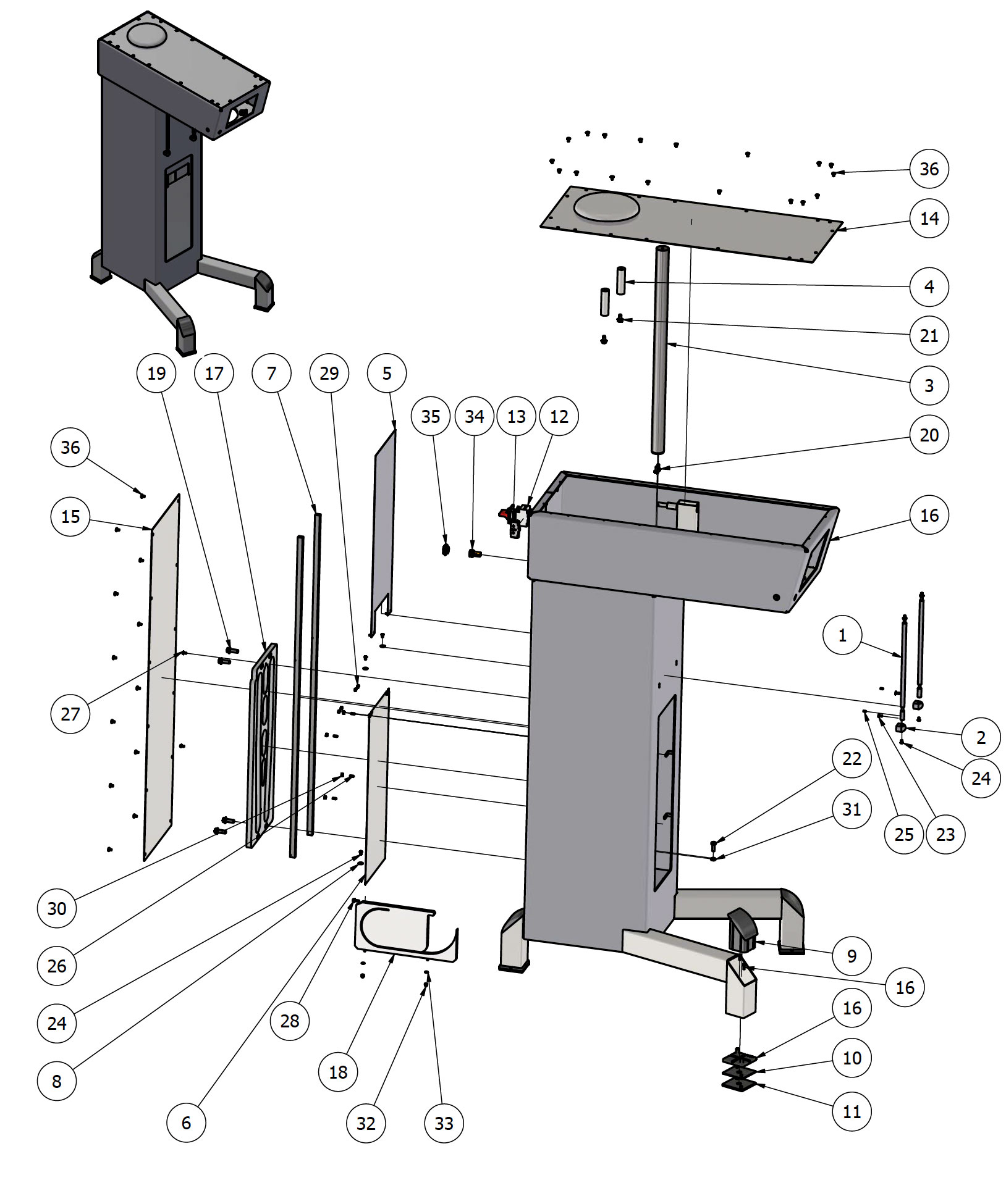 Varimixer ERGO140 VL5 - Spare Parts - machine column