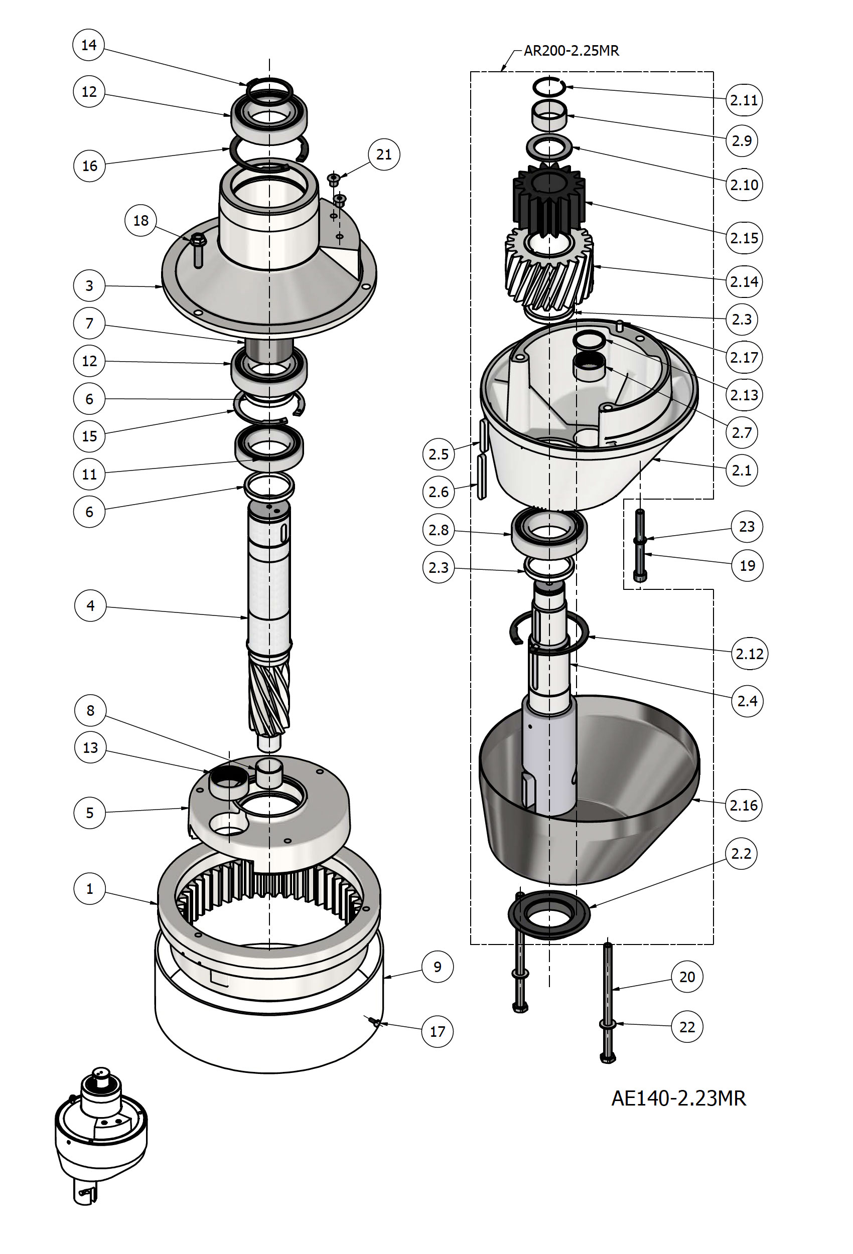 Varimixer ERGO140 VL5 - Reservedele - planetarisk hoved
